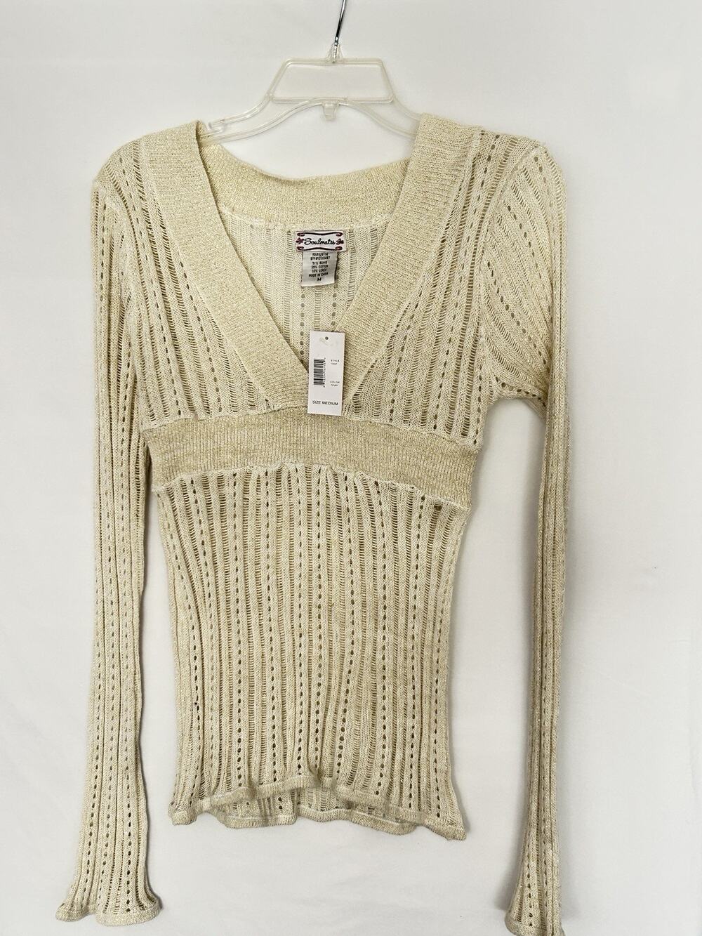 Soulmates open-knit, drop-waist v-neck sweater Sz M